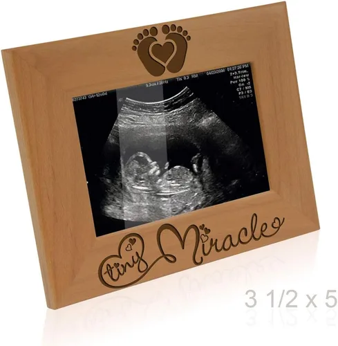 Miniatura 3 de KATE POSH - Marco de fotos de madera natural grabado Tiny Miracle para bebé, nuevo papá y mamá, regalo de padres, ultrasonido, ecografía, anuncio