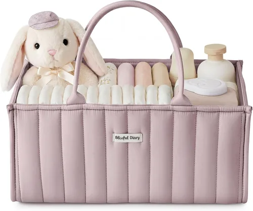 Miniatura 10 de Blissful Diary Organizador de Caddy de Pañales para Bebé, elegante cesta de almacenamiento para artículos esenciales para recién nacidos y estación