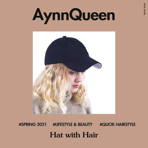 Miniatura 6 de AynnQueen Gorra de béisbol con extensiones de cabello para mujer, gorra ajustable con peluca sintética adjunta de 24 pulgadas, cabello ondulado