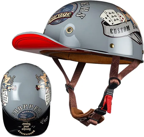 Miniatura 11 de Casco de béisbol de motocicleta, aprobado por DOT, casco de motocicleta para hombre, casco de motocicleta alemán, unisex, para ciclomotor, scooter, 3