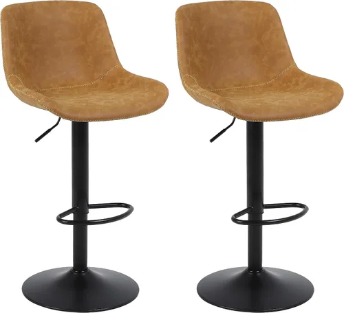 Miniatura 22 de Juego de 2 taburetes de bar, taburetes de bar giratorios de altura de mostrador con respaldo, sillas de bar ajustables, taburete alto sin brazos