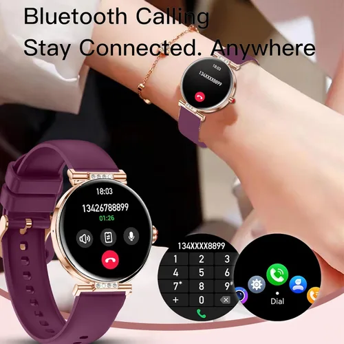 Miniatura 6 de Yihou Relojes inteligentes para mujer, rastreador de actividad física, reloj de fitness con monitor de frecuencia cardíaca, monitoreo del sueño, Rojo