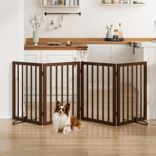 Miniatura 9 de Puerta plegable negra para mascotas de 18-55 pulgadas para escaleras y puertas, valla de puerta para cachorros