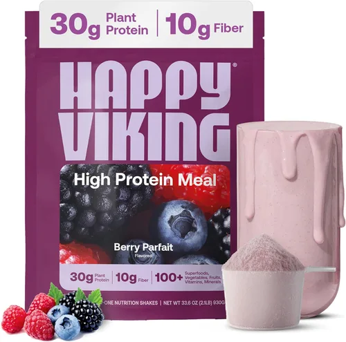 Happy Viking Berry Parfait - Proteína vegetal en polvo, creada por Venus Williams, 0.71 onzas de proteína, baja en carbohidratos, keto, vegano, sin