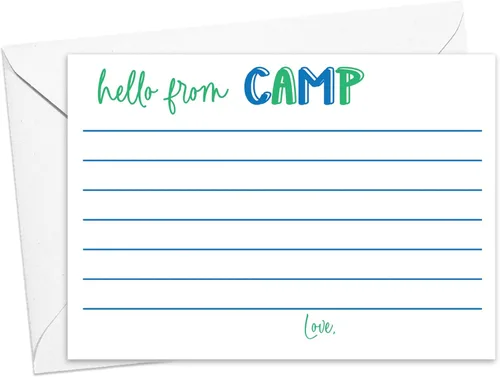 Miniatura 13 de Sleepaway - Tarjetas planas forradas para campistas, papelería para campamento de dormir para niños y niñas, juego de 10 tarjetas y sobres