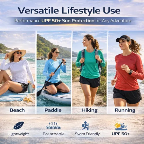 Miniatura 7 de INGEAR Women's Long Sleeve Sun Protection Swim Shirt UV Womens Sun Shirts Rash Guard Seafoam