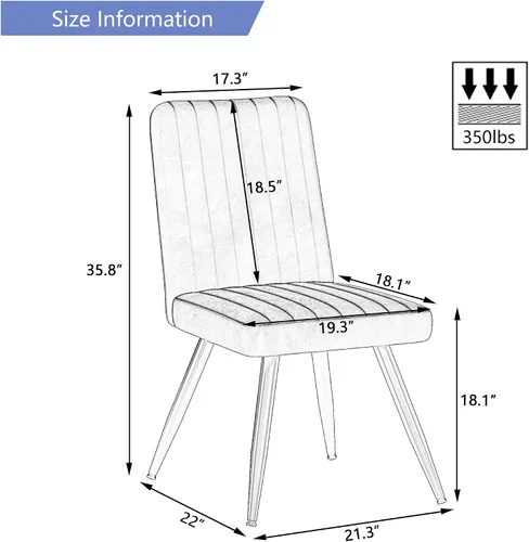 Miniatura 2 de Alunaune Juego de 2 sillas de comedor modernas de terciopelo, sillas de comedor tapizadas para cocina, sillas de ocio sin brazos de mediados