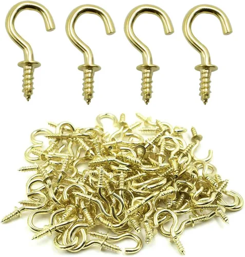 Miniatura 12 de Biaungdo 60 ganchos para tazas de techo de 1 pulgada, ganchos de tornillo, ganchos de taza de techo, ganchos autorroscantes, color negro