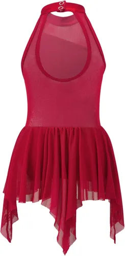 Miniatura 2 de YiZYiF Vestido de baile de lentejuelas para niños y niñas, leotardo de ballet, cuello alto, vestido lírico, traje de rendimiento irregular