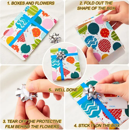 Miniatura 7 de Caja para tarjetas de regalo de 12 piezas, regalo de feliz cumpleaños, tarjetero de felicitación, regalos de cumpleaños, con 12 lazos de envoltura