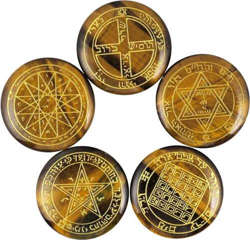 Miniatura 8 de Rockcloud Juego de runas de brujas de cristal curativo Lapislázuli, símbolo gitano, piedras de chakra, piedra de palma, equilibrio de reiki, 10