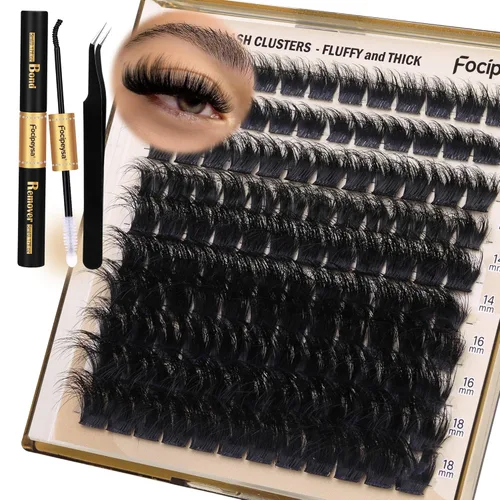 Miniatura 14 de Focipeysa Kit de extensión de pestañas gruesas de volumen completo, kit de extensión de pestañas 40P, kit de extensión de pestañas con pegamento
