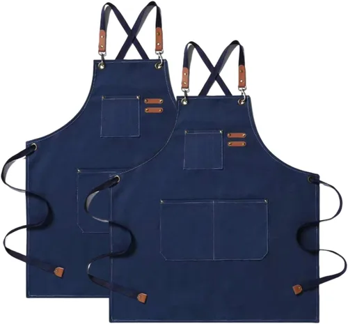 Miniatura 13 de Delantales para mujeres y hombres con bolsillos, 2 piezas, impermeable, para estilista, lino, barbacoa, herramienta de lona para adultos, delantal