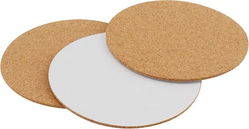 Miniatura 4 de SHEUTSAN 240 piezas de corcho autoadhesivo redondo de 4 x 4 pulgadas, hojas de respaldo antideslizantes en blanco para posavasos, decoración