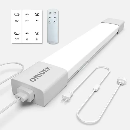 ONIDEK Luces para debajo del gabinete con enchufe. 3000K-6500K atenuación y color. con panel de control inalámbrico y control remoto. 15 W 1500 lm