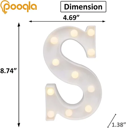 Miniatura 5 de Pooqla Letras con luces LED de marquesina, letras decorativas iluminadas en blanco cálido y blanco frío, letras del alfabeto iluminadas para niños