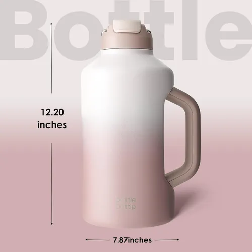 Miniatura 6 de BOTTLE BOTTLE Botella de Agua Aislada de 64 oz con Pajita y Tapa de Doble Uso Botella de Agua de Acero Inoxidable con Asa Jarra de Acero Inoxidable