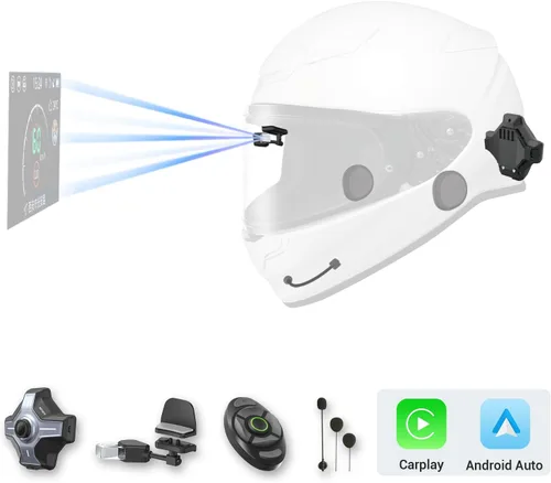 Miniatura 9 de Casco de Motocicleta E6+ HUD, Pantalla de Visualización Frontal, Bluetooth, GPS, CarPlay, Android Auto, Intercomunicador de Malla, Cámara de Visión