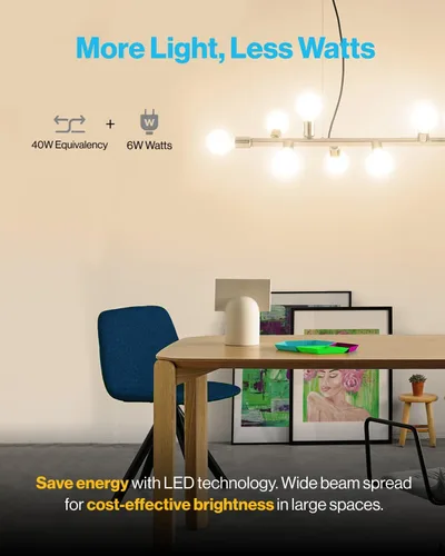 Miniatura 4 de Sunco - Paquete de 12 bombillas LED G25 para espejo de baño, equivalente a 40 W, 6 W, 2700 K blanco suave, regulable, 450 LM, base E26, bombilla