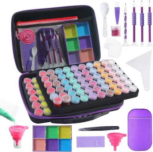 Douorgan Contenedores de Almacenamiento de Pintura de Diamante Accesorios y Herramientas Organizador Portátil de Pintura de Diamante Estuche de