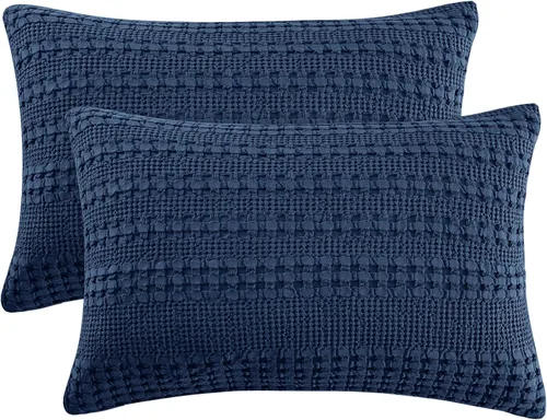 Miniatura 21 de PHF Fundas de almohada con tejido de gofre de 24" x 24", paquete de 2, funda de almohada cuadrada 100% algodón para decoración de ropa de cama, sin