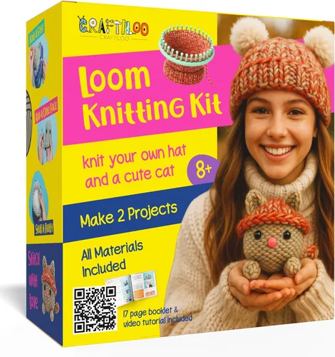 Miniatura 8 de CRAFTILOO Kit de Telar para Tejer y Ganchillo para Niños Kit de Ganchillo para Principiantes Kit de Tejer para Principiantes Telar de Tejer Kits