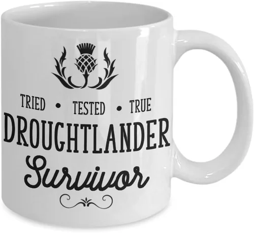 Miniatura 2 de Droughtlander Survivor Mug Relief Parody for Outlander Fan for Her Funny 11 o 15 oz. Serie de TV Scottish Highlander Taza de té de cerámica blanca