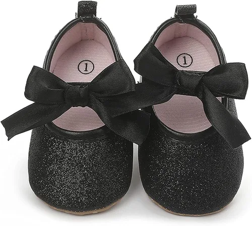 Timatego Mary Jane - Zapatos planos de encaje con lazo antideslizante y suela suave para recién nacidos, para boda, fiesta, princesa