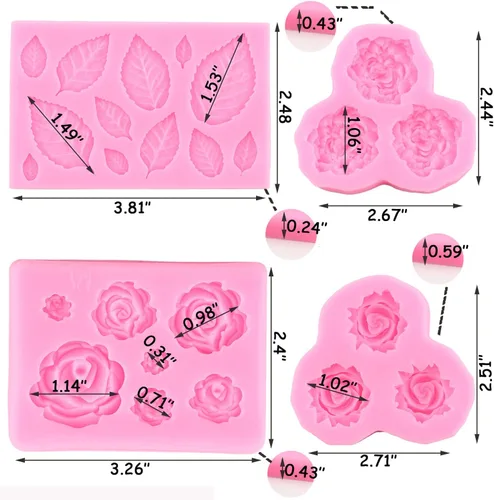 Miniatura 3 de Zixiang Molde de Caramelo de Flores de Rosa Moldes de Fondant de Hojas Moldes de Flores de Peonía Moldes de Silicona para Repostería Artística Pasta