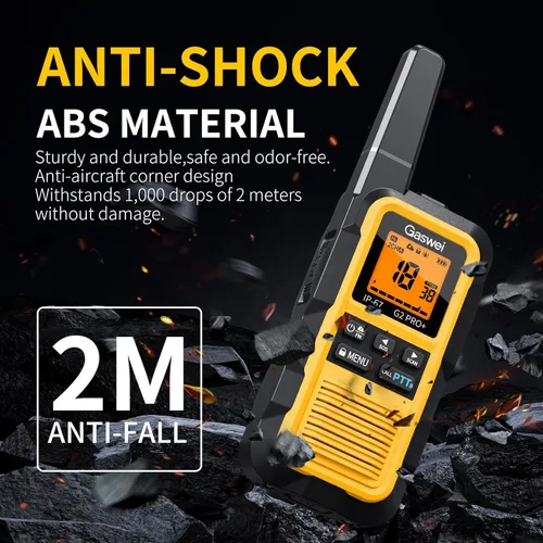 Miniatura 5 de Gaswei G2Pro+ Walkie Talkies de Servicio Pesado IP67 Radios Bidireccionales Impermeables con Alerta Meteorológica NOAA y Flotante 2 Vatios