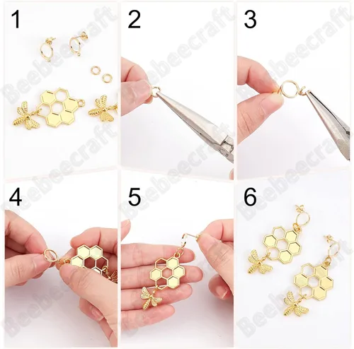 Miniatura 4 de Beebeecraft 1 caja, 20 aretes chapados en oro de 18 quilates con bucle, aretes geométricos de círculo simple con 20 piezas de mariposa para hacer