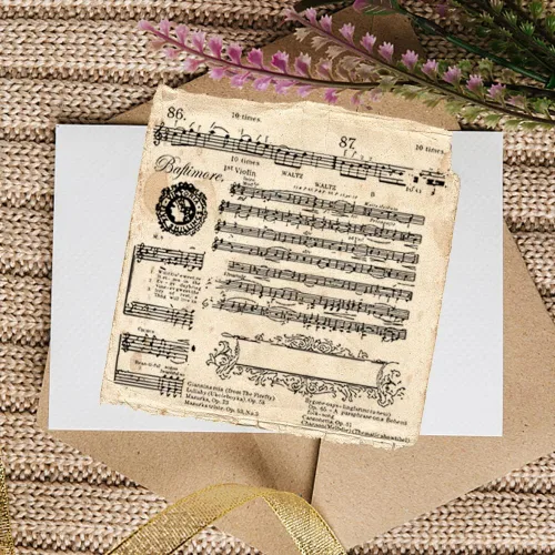 Miniatura 5 de Threetols Sellos transparentes de notas musicales para hacer tarjetas, marco de flores, sellos de goma transparente, sellos de palabras de canciones