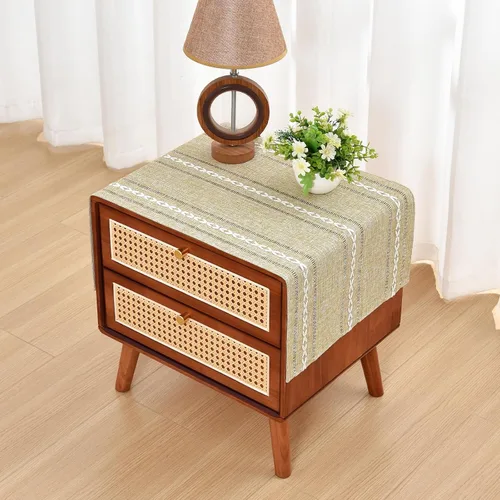 Miniatura 19 de NEWISHER Mantel cuadrado pequeño bordado rústico de 20 x 20 pulgadas, mantel de tela jacquard a rayas lavable para mesa de comedor para mesita