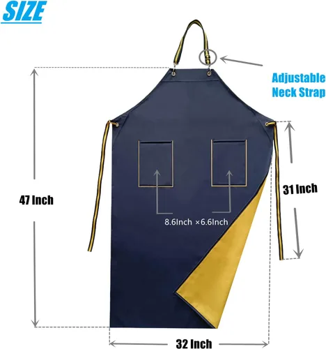 Miniatura 3 de Delantales de goma impermeables con bolsillos para lavavajillas, delantal impermeable para restaurante, correa ajustable para el cuello de 47