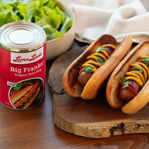 Miniatura 4 de Alternativa vegana de carne a base de plantas para perros calientes – Loma Linda Big Franks, latas de 15 onzas (paquete de 12) – Franks sin carne