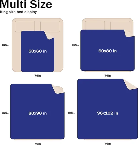 Miniatura 7 de Catalonia Manta impermeable para cama, funda reversible de forro polar, protector de muebles lavable a prueba de líquidos Azul marino+gris pardo