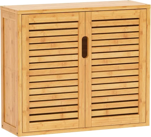 Miniatura 9 de VIAGDO Armario de pared para baño, armario de almacenamiento montado en la pared con estantes ajustables en el interior, gabinete de medicina