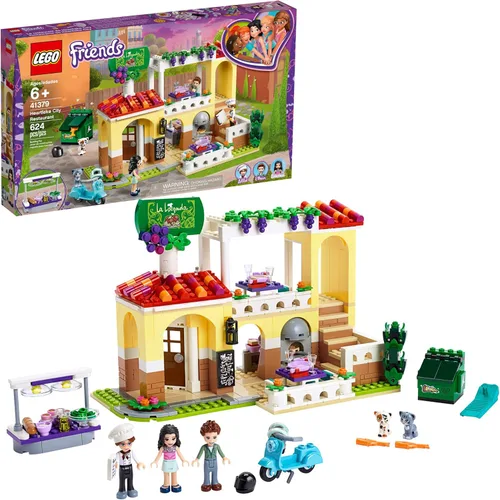 LEGO Friends Heartlake City Restaurant 41379 - Juego de restaurante con mini muñecas y scooter de juguete para juego de simulación, kit de