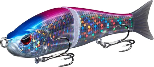 Señuelos Bassdash SwimShad Glide articulados Swimbait Lubina Cachorro Salmón Trucha Almizclado Señuelo de Pesca Rosado/Plateado