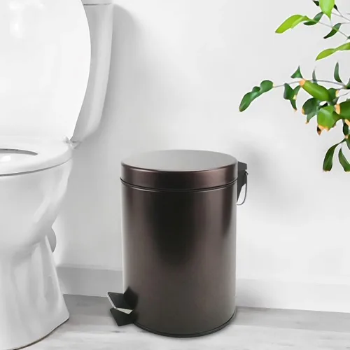 Miniatura 7 de Bote de basura pequeño de acero inoxidable con tapa y pedal de escalón, cubo de basura de cierre suave de 6 litros/1.6 galones con cubo