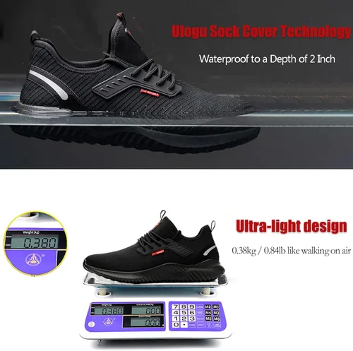 Miniatura 2 de ulogu Zapatos de punta de acero para hombres y mujeres, impermeables, ligeros, a prueba de pinchazos, seguridad en el trabajo, tenis industriales