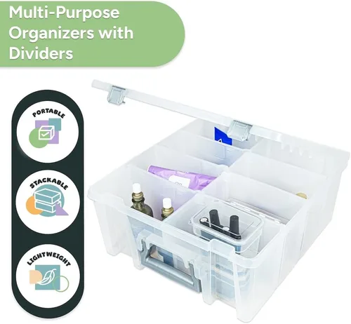 Miniatura 3 de Best Kept Super Satchel - Caja de doble compartimento profundo, almacenamiento de arte con 8 compartimentos extraíbles, cierre inteligente