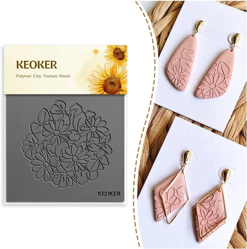 Keoker Hojas de textura de arcilla polimérica, alfombrilla de textura de arcilla para hacer aretes de joyería, herramientas de aretes de arcilla