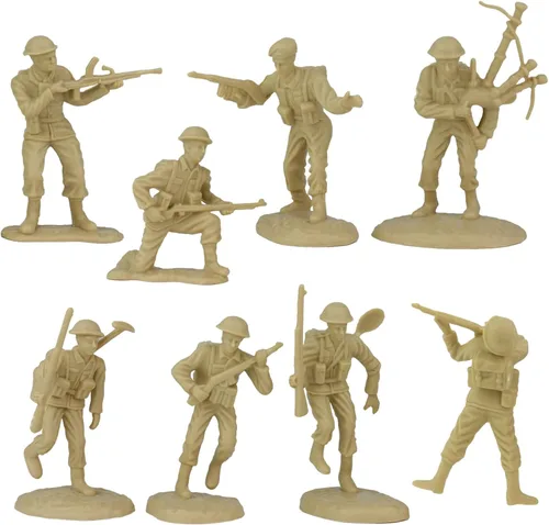 Miniatura 5 de BMC WW2 D-Day Plastic Army Men - 34 figuras de soldado estadounidense, británico, alemán