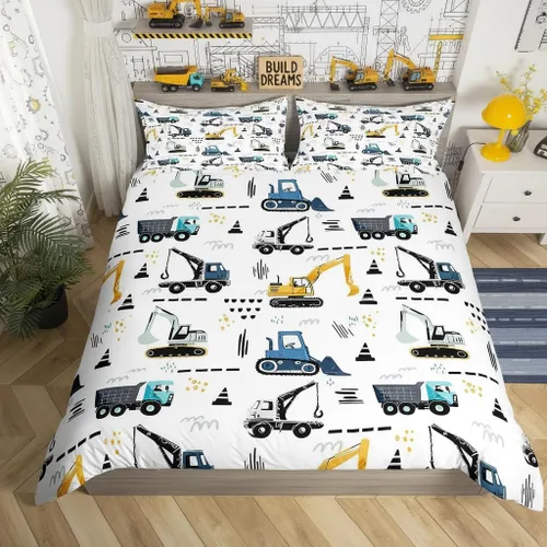 Miniatura 43 de Happy Camping - Juego de funda de edredón tamaño Queen, con temática de caravana de dibujos animados, estilo rústico, estilo granja, juego de ropa