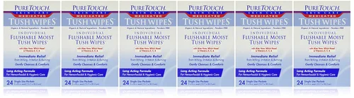 PureTouch - Toallitas húmedas para adultos, 24 toallitas húmedas desechables individuales, 6 cajas, 144 paquetes de un solo uso