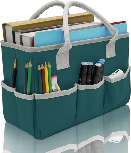 Miniatura 12 de Cupohus - Bolsa de almacenamiento para organizador de arte y manualidades con bolsillos y asas, organizador portátil de tela Oxford para maestros