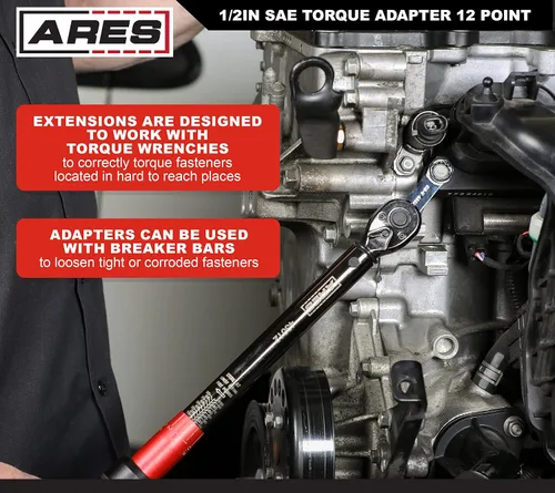 Miniatura 4 de ARES 43020 – Adaptador de extensión de llave dinamométrica de 1/2 pulgada de 12 puntas con extremo en caja – Accionamiento de 3/8 pulgadas