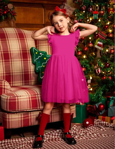 Miniatura 6 de Arshiner Vestido tutú para niñas pequeñas, vestidos de verano esponjosos, vestidos casuales de fiesta de tul para niños de 2 a 6 años