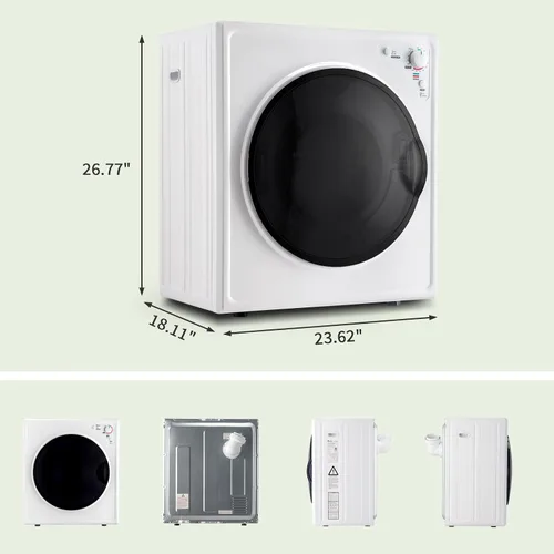 Miniatura 6 de ROVSUN Secadora de ropa portátil de 9 libras -1400 W con perilla de fácil control, color blanco